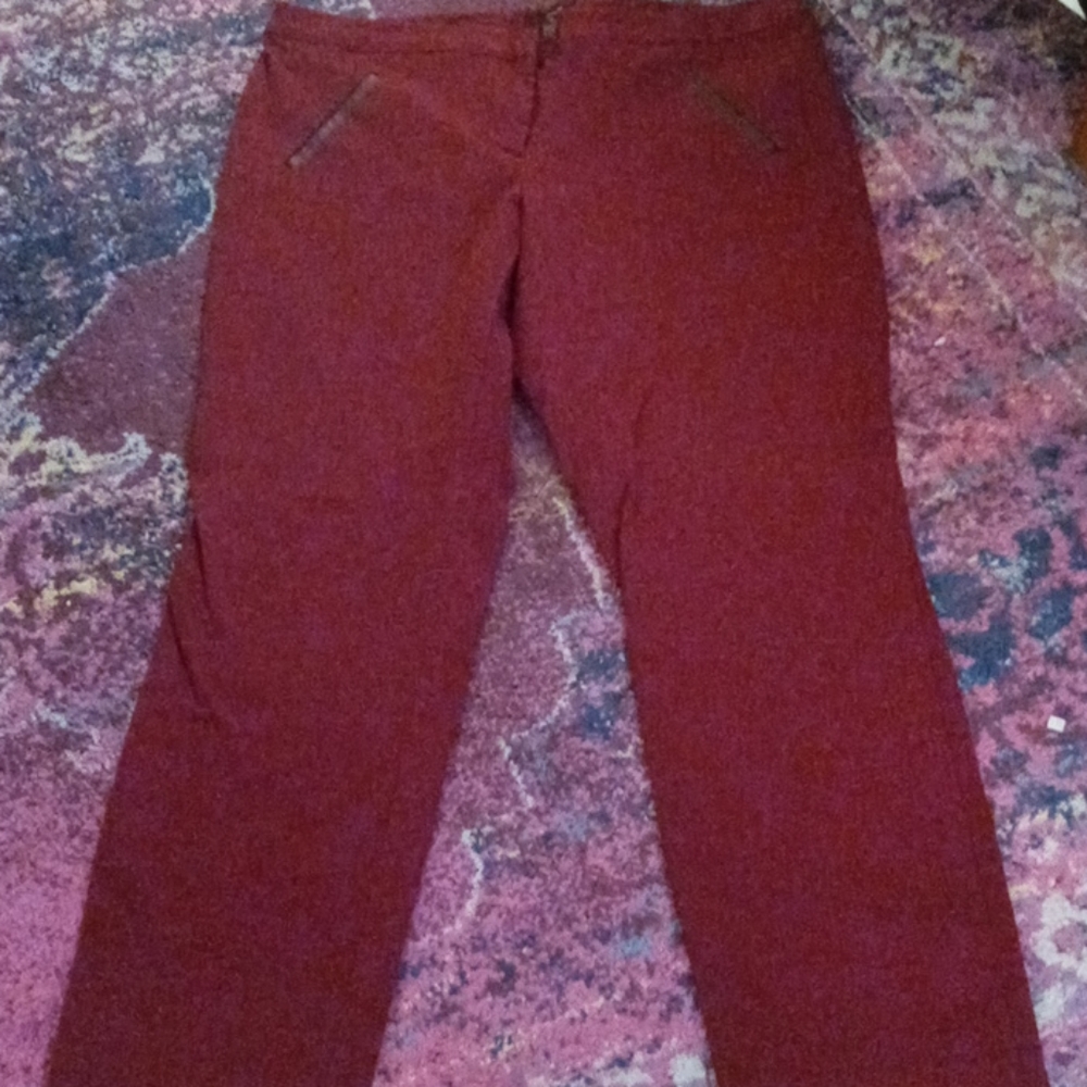 Wine Red Slim Cut Pants